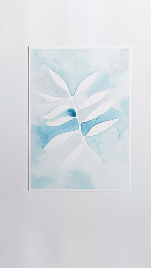 GIFT SET - TEAL NEGATIVE BOTANICAL ART PRINT + BOOKMARK