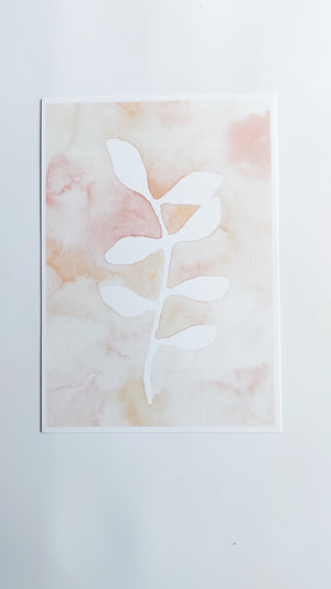 GIFT SET - PEACH NEGATIVE BOTANICAL ART PRINT + BOOKMARK