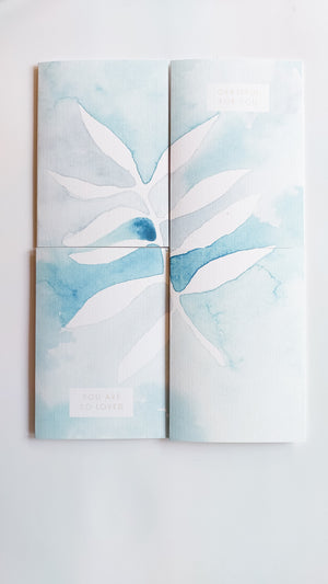 GREETING CARD SET - TEAL NEGATIVE BOTANICAL