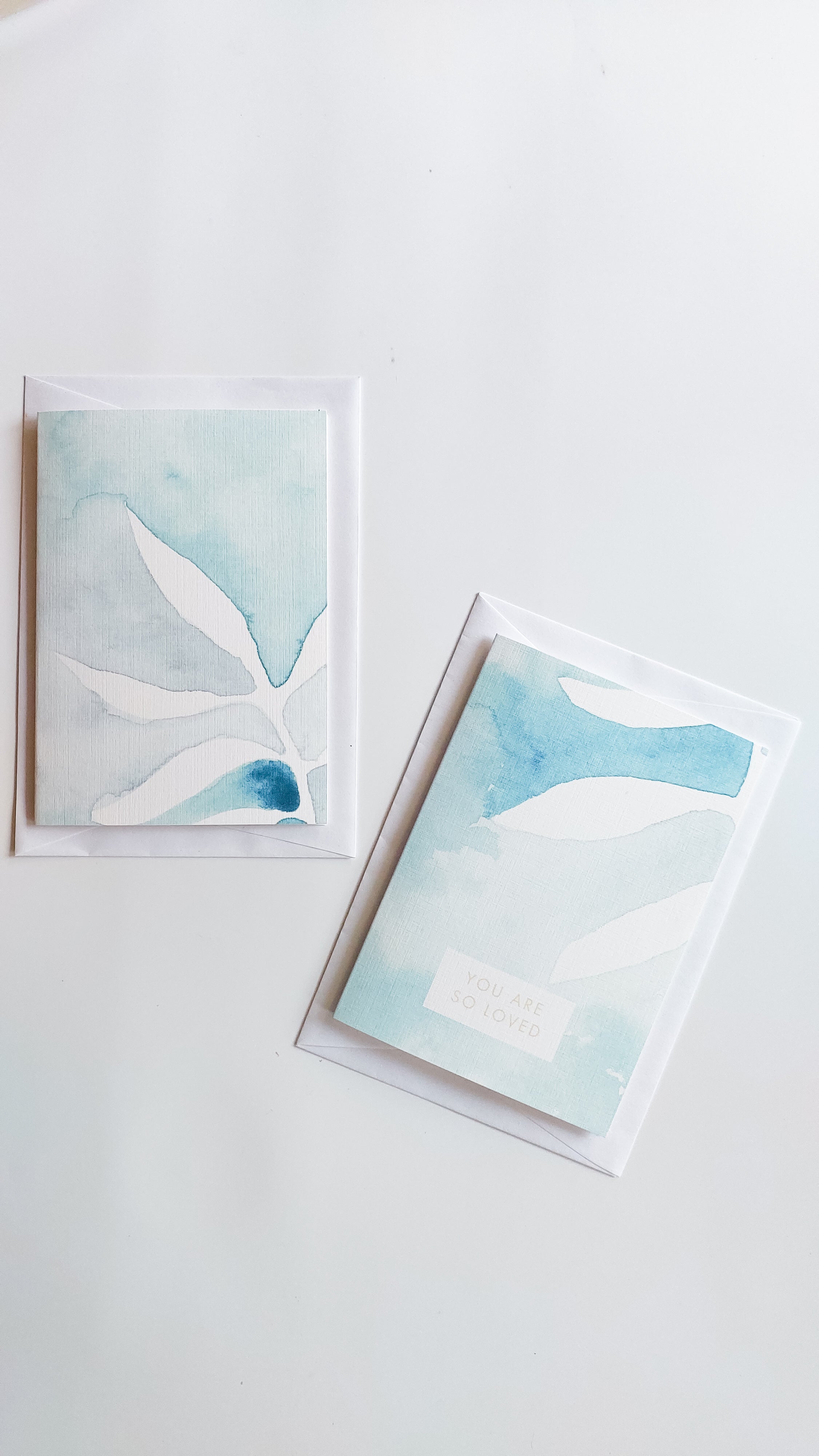 GREETING CARD SET - TEAL NEGATIVE BOTANICAL