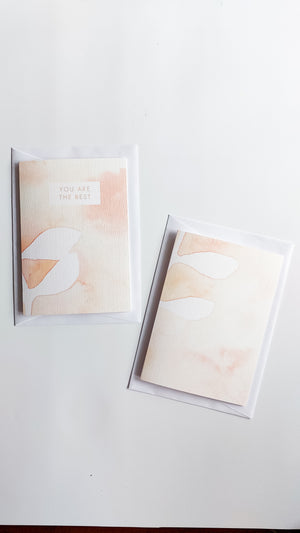 GREETING CARD SET - PEACH NEGATIVE BOTANICAL