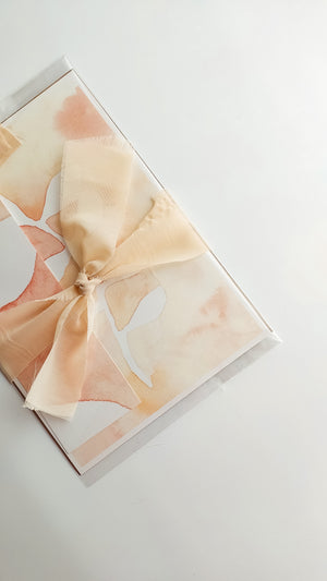 GIFT SET - PEACH NEGATIVE BOTANICAL ART PRINT + BOOKMARK