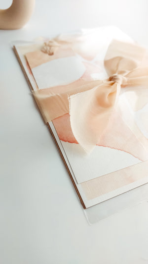 GIFT SET - PEACH NEGATIVE BOTANICAL ART PRINT + BOOKMARK