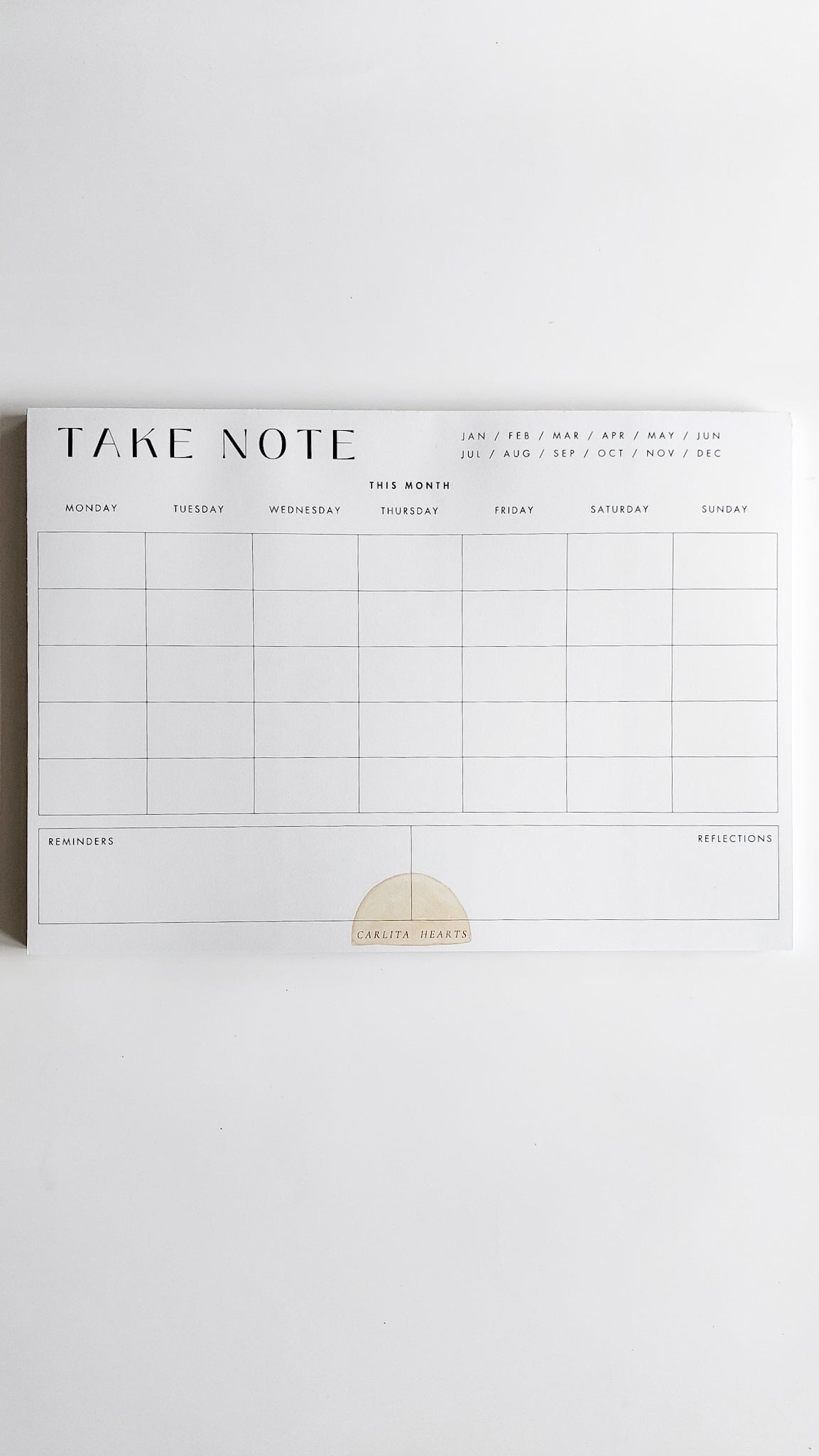 TAKE NOTE MONTHLY PLANNER NOTEPAD