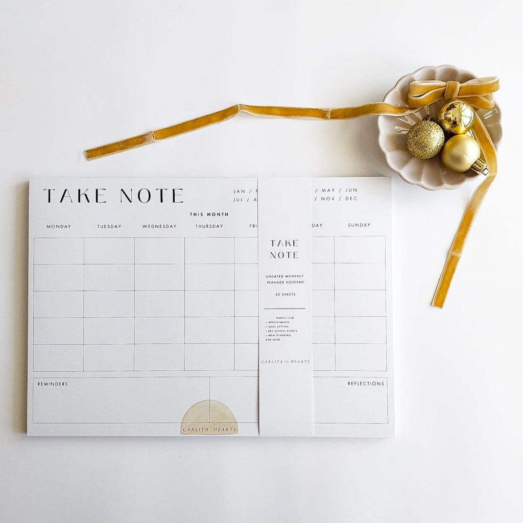 TAKE NOTE MONTHLY PLANNER NOTEPAD
