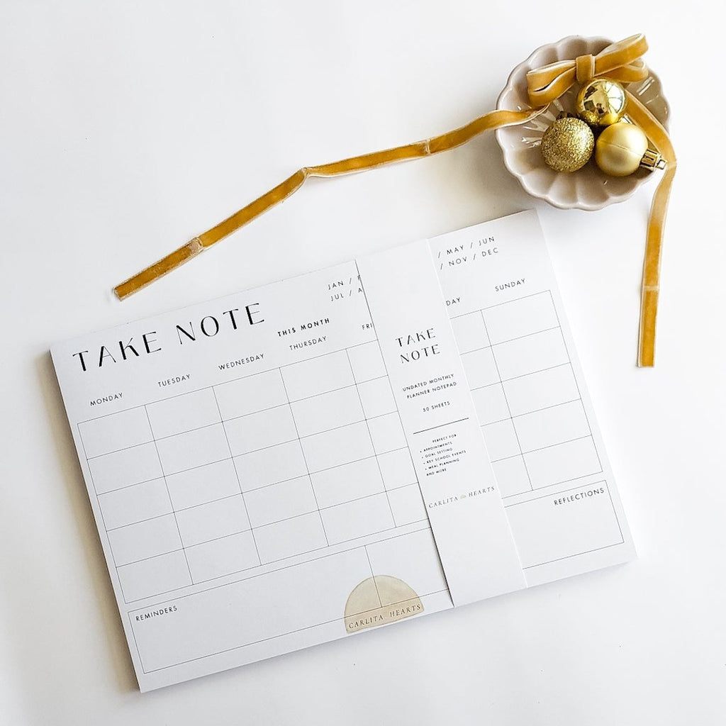 TAKE NOTE MONTHLY PLANNER NOTEPAD