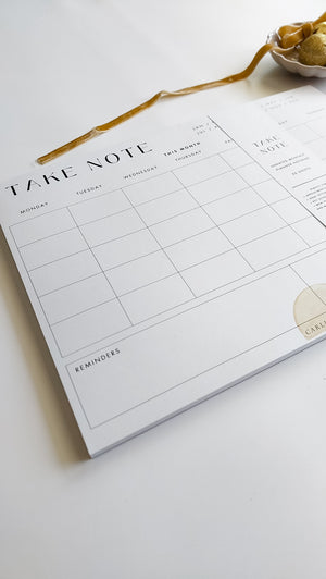 TAKE NOTE MONTHLY PLANNER NOTEPAD