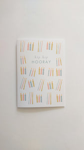 GREETING CARD - TEAL HIP HIP HOORAY CANDLES CARD