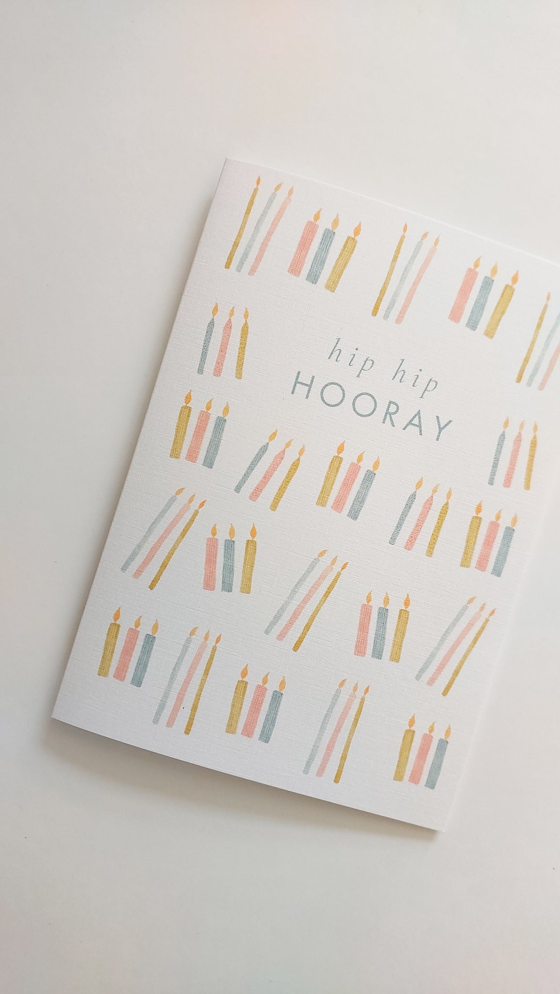 GREETING CARD - TEAL HIP HIP HOORAY CANDLES CARD