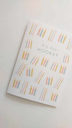 GREETING CARD - TEAL HIP HIP HOORAY CANDLES CARD