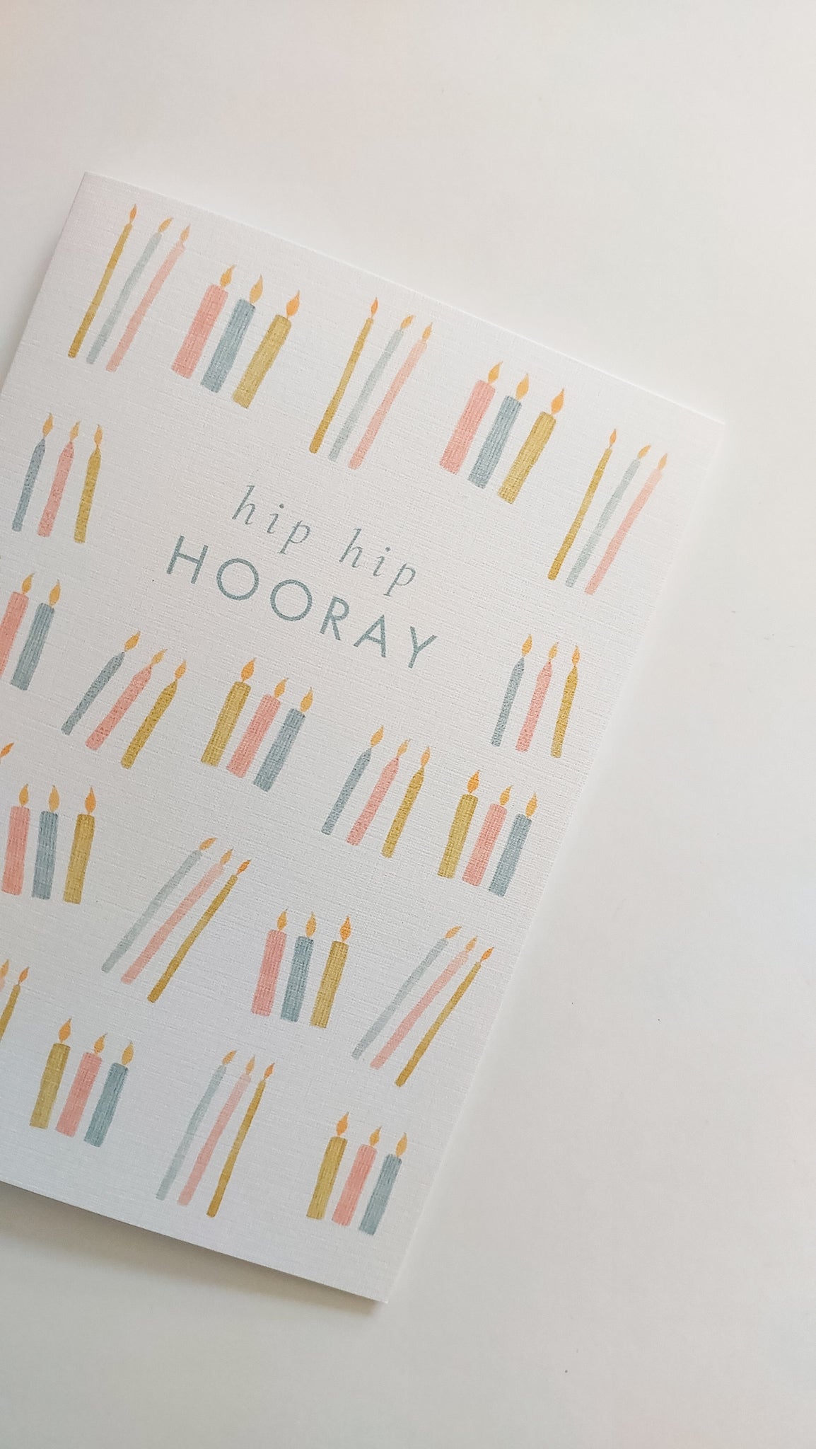 GREETING CARD - TEAL HIP HIP HOORAY CANDLES CARD