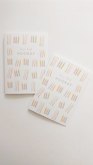 GREETING CARD - TEAL HIP HIP HOORAY CANDLES CARD