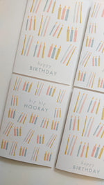 GREETING CARD - TEAL HIP HIP HOORAY CANDLES CARD