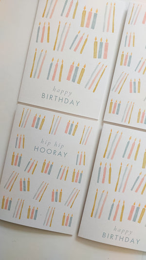 GREETING CARD - TEAL HIP HIP HOORAY CANDLES CARD