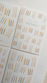 GREETING CARD - TEAL HIP HIP HOORAY CANDLES CARD