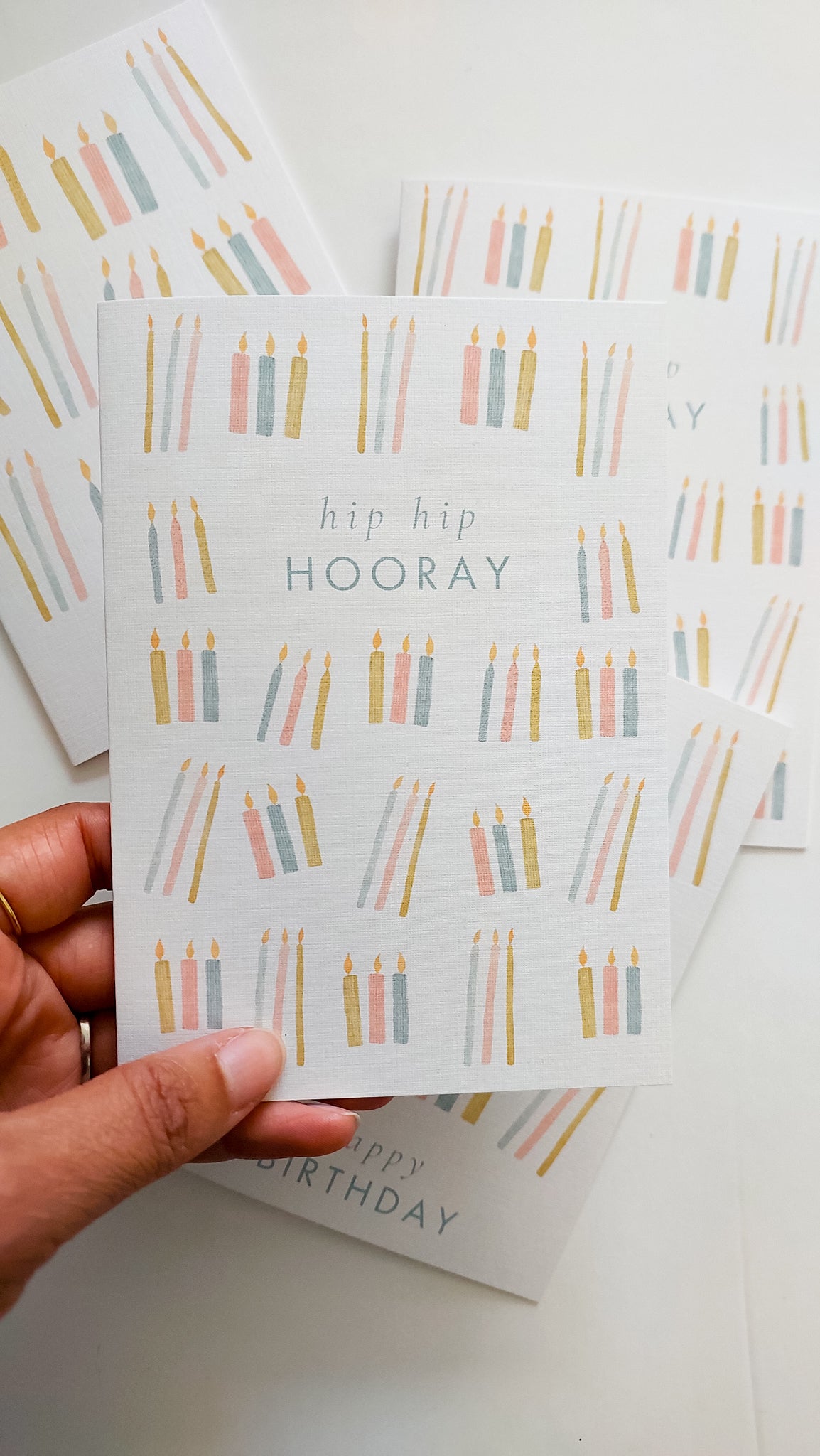 GREETING CARD - TEAL HIP HIP HOORAY CANDLES CARD