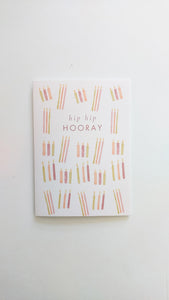 GREETING CARD - BURGUNDY HIP HIP HOORAY CANDLES CARD