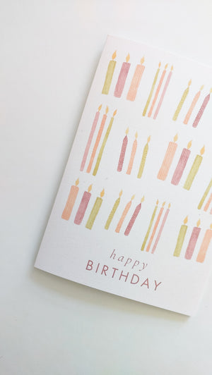 GREETING CARD - BURGUNDY HAPPY BIRTHDAY CANDLES CARD