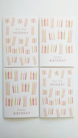 GREETING CARD - BURGUNDY HIP HIP HOORAY CANDLES CARD