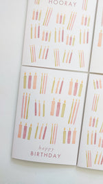 GREETING CARD - BURGUNDY HIP HIP HOORAY CANDLES CARD