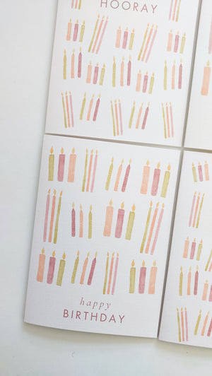 GREETING CARD - BURGUNDY HIP HIP HOORAY CANDLES CARD