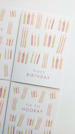 GREETING CARD - BURGUNDY HIP HIP HOORAY CANDLES CARD