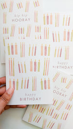 GREETING CARD - BURGUNDY HAPPY BIRTHDAY CANDLES CARD