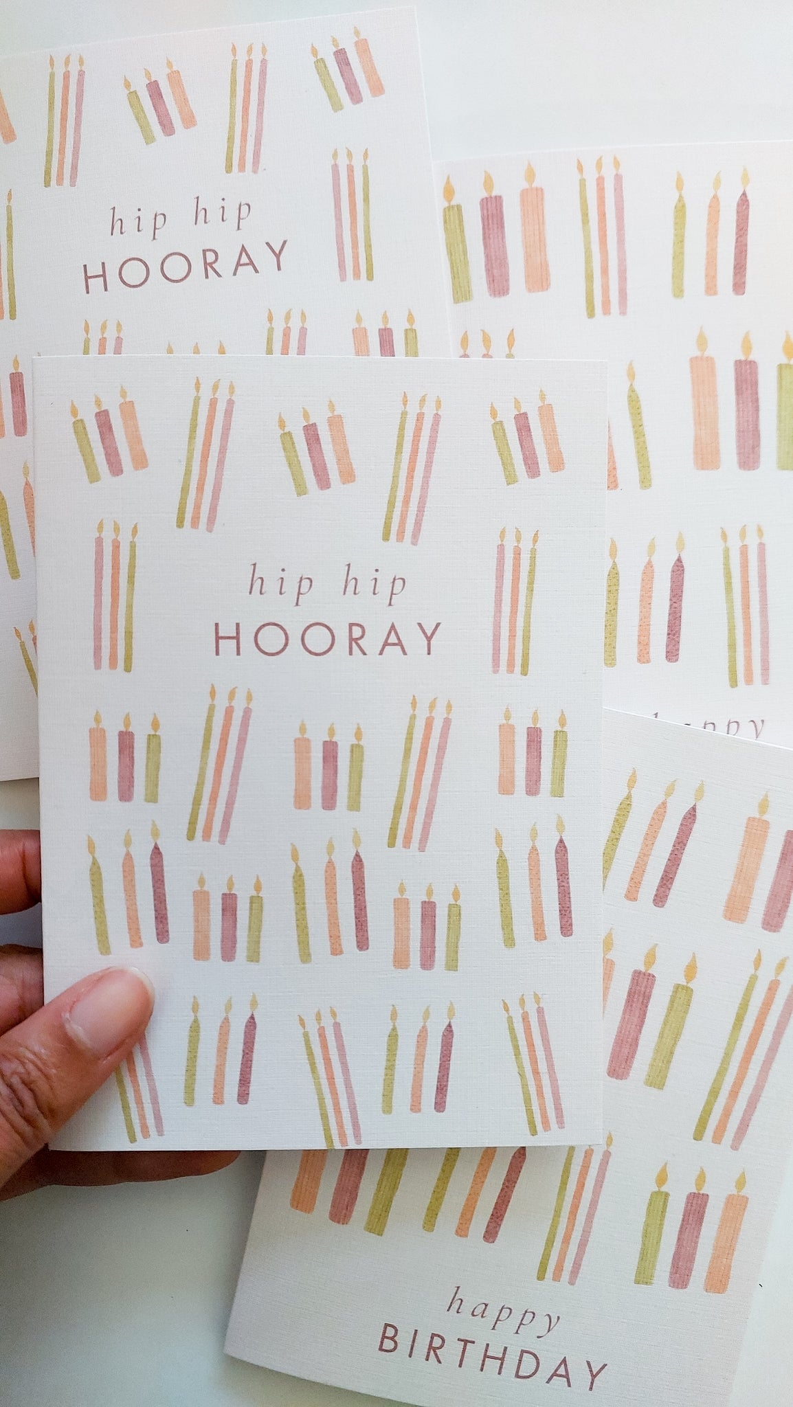 GREETING CARD - BURGUNDY HIP HIP HOORAY CANDLES CARD